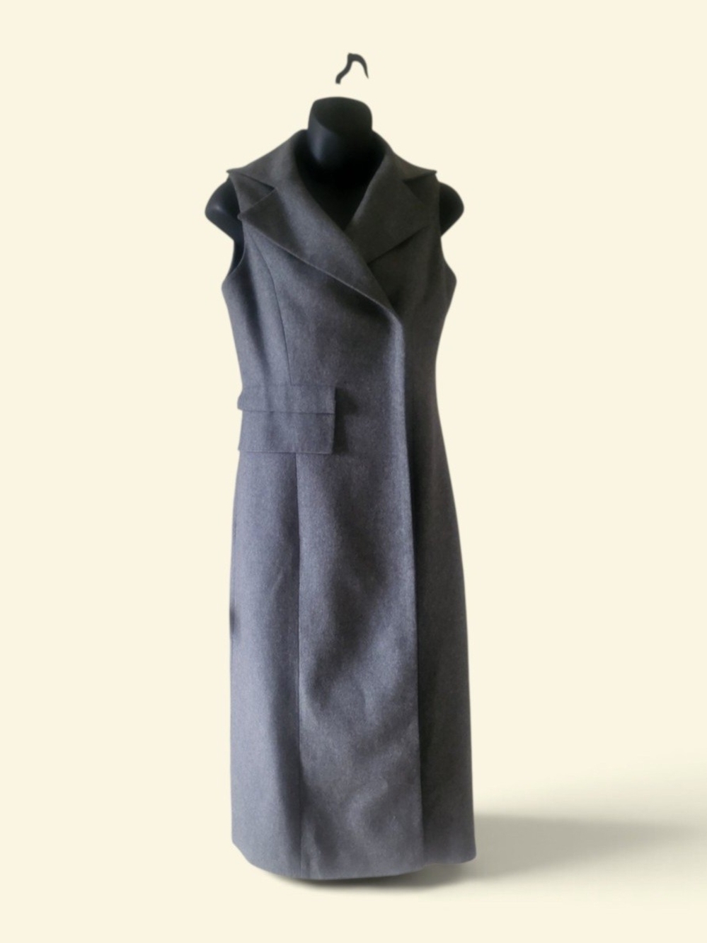 Sleeveless Long Wool-Blend Gray Vest Dress